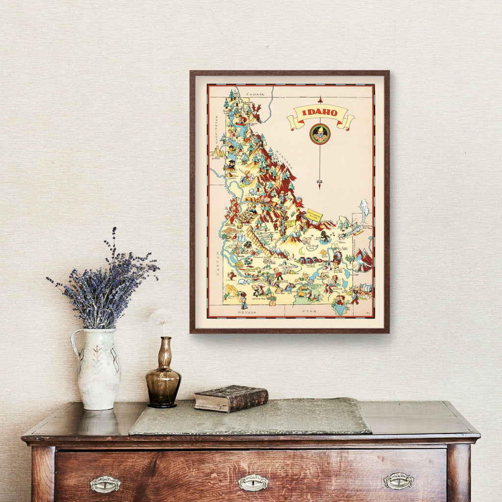 Vintage Map of Idaho 1935