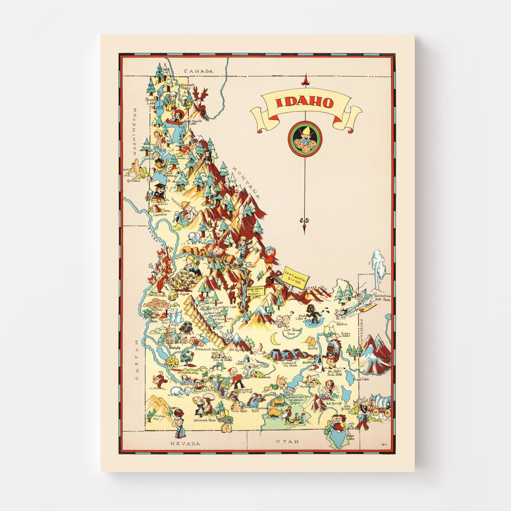 Vintage Map of Idaho 1935