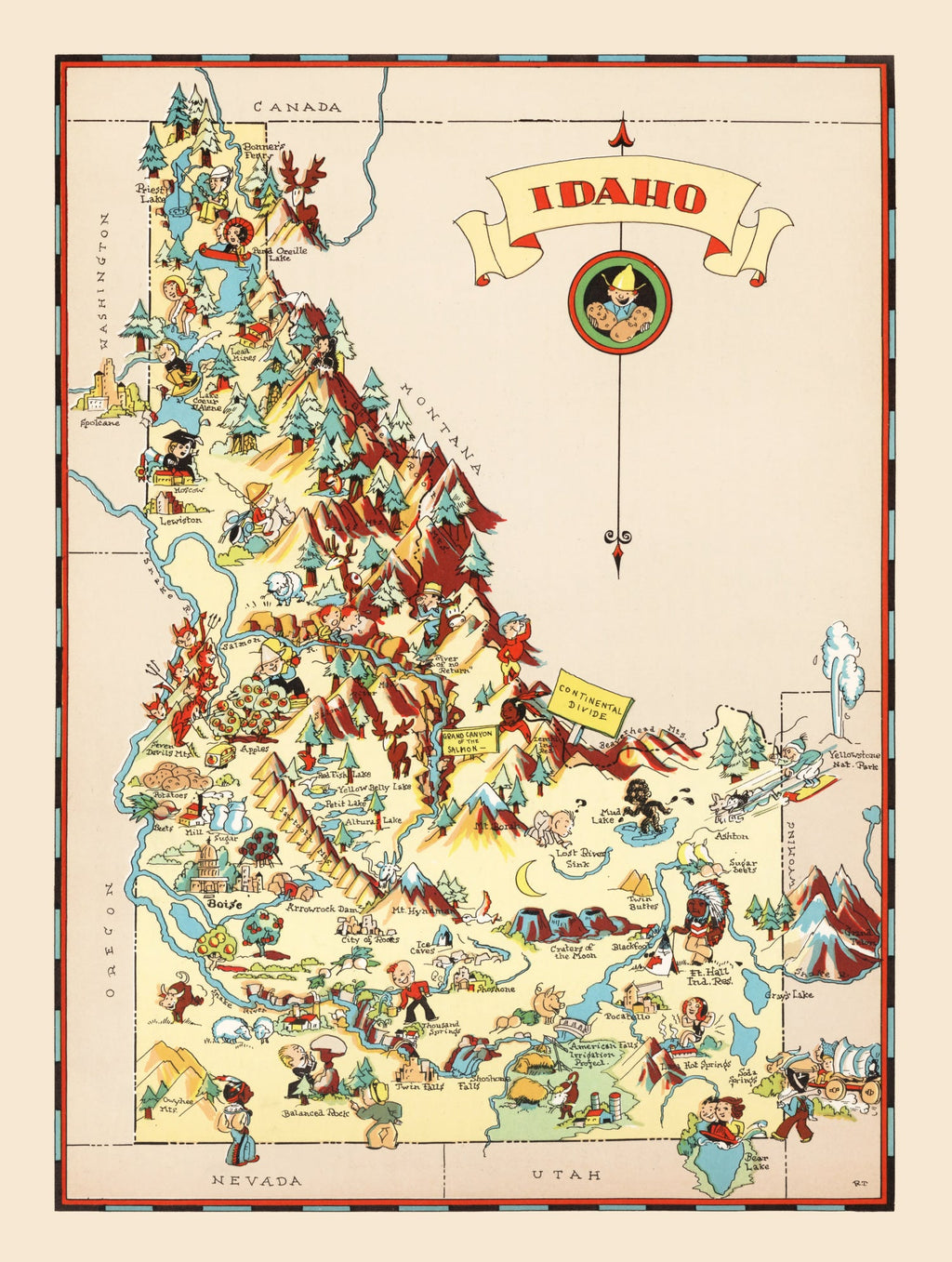 Vintage Map of Idaho 1935