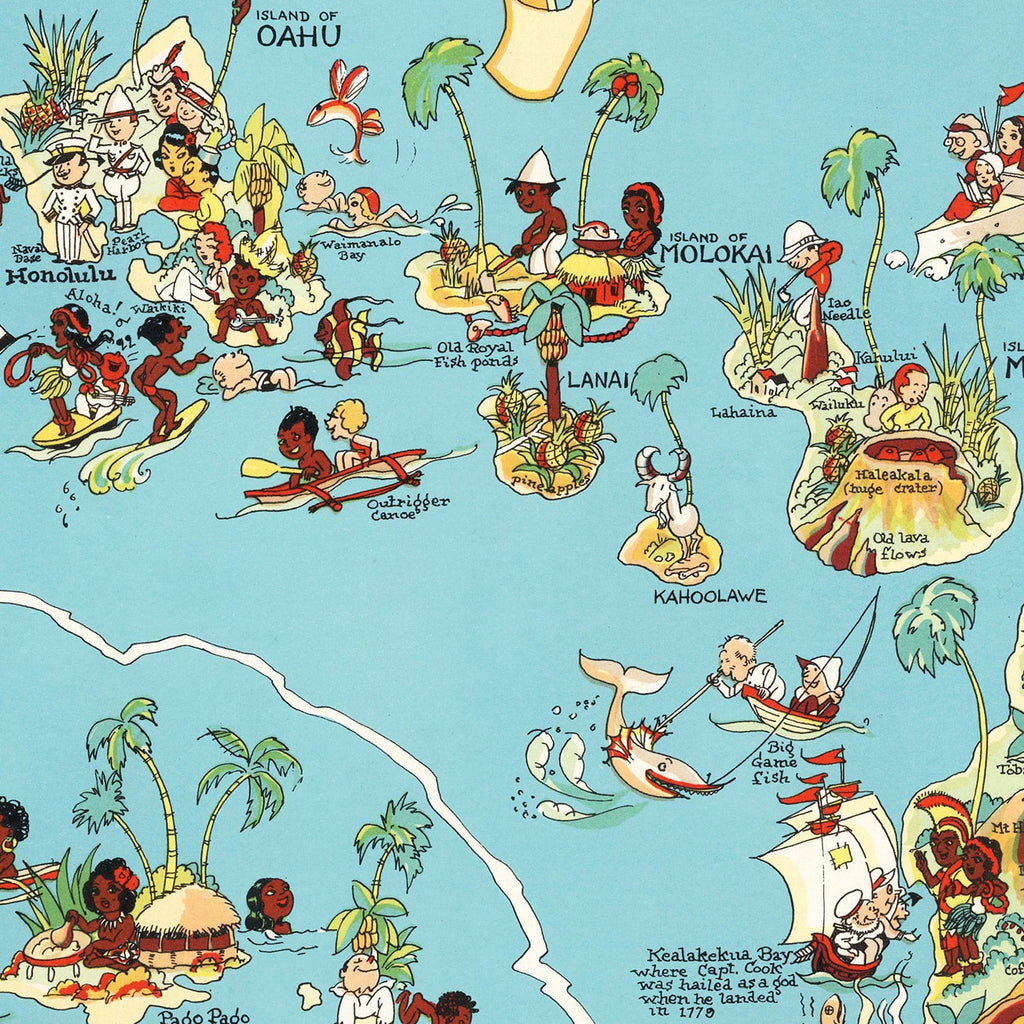 Vintage Map of Hawaii 1935