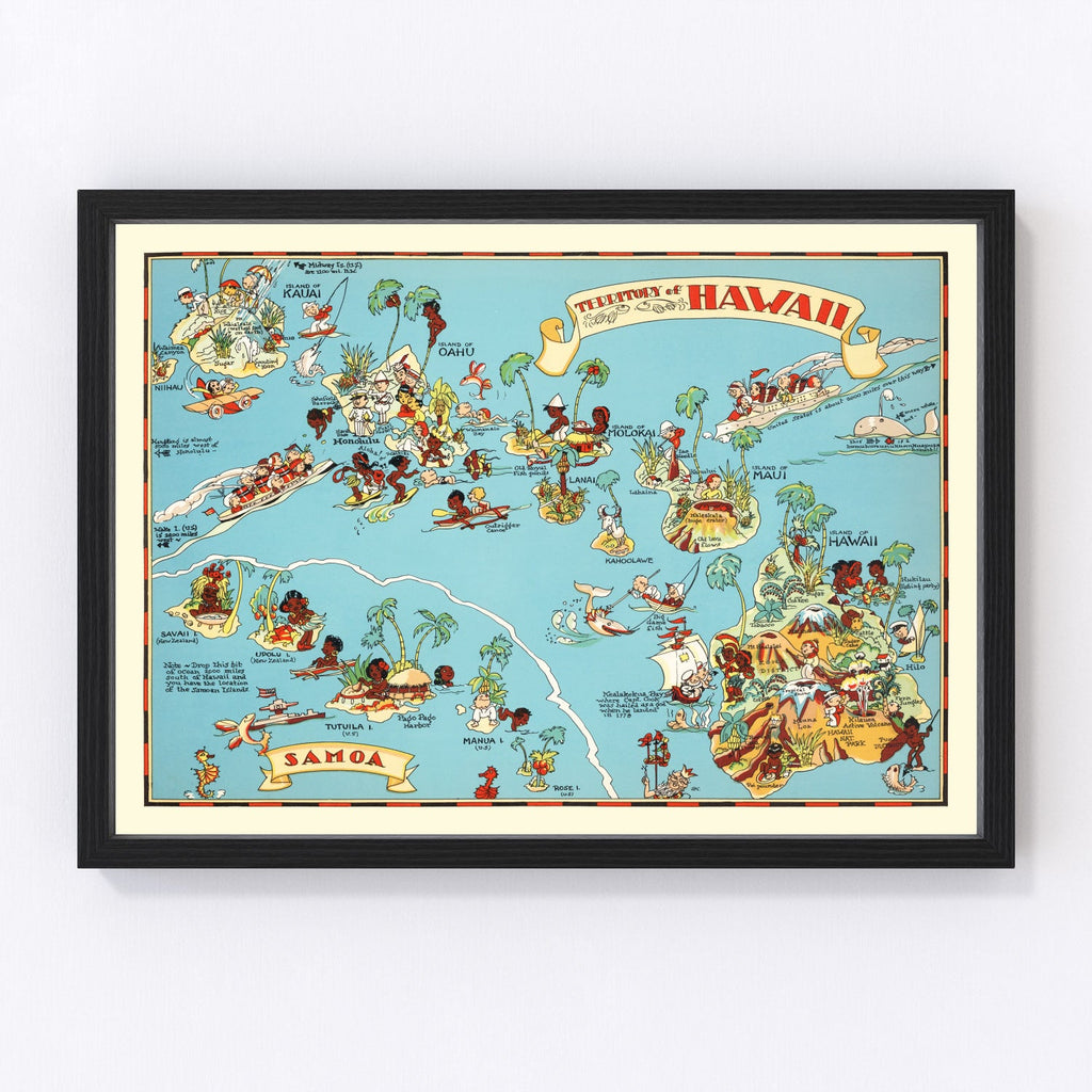 Vintage Map of Hawaii 1935
