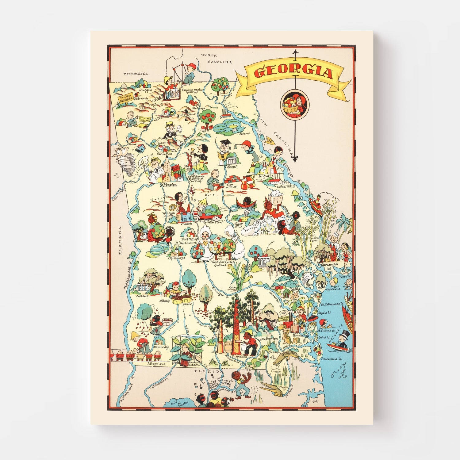 Vintage Map of Georgia 1935