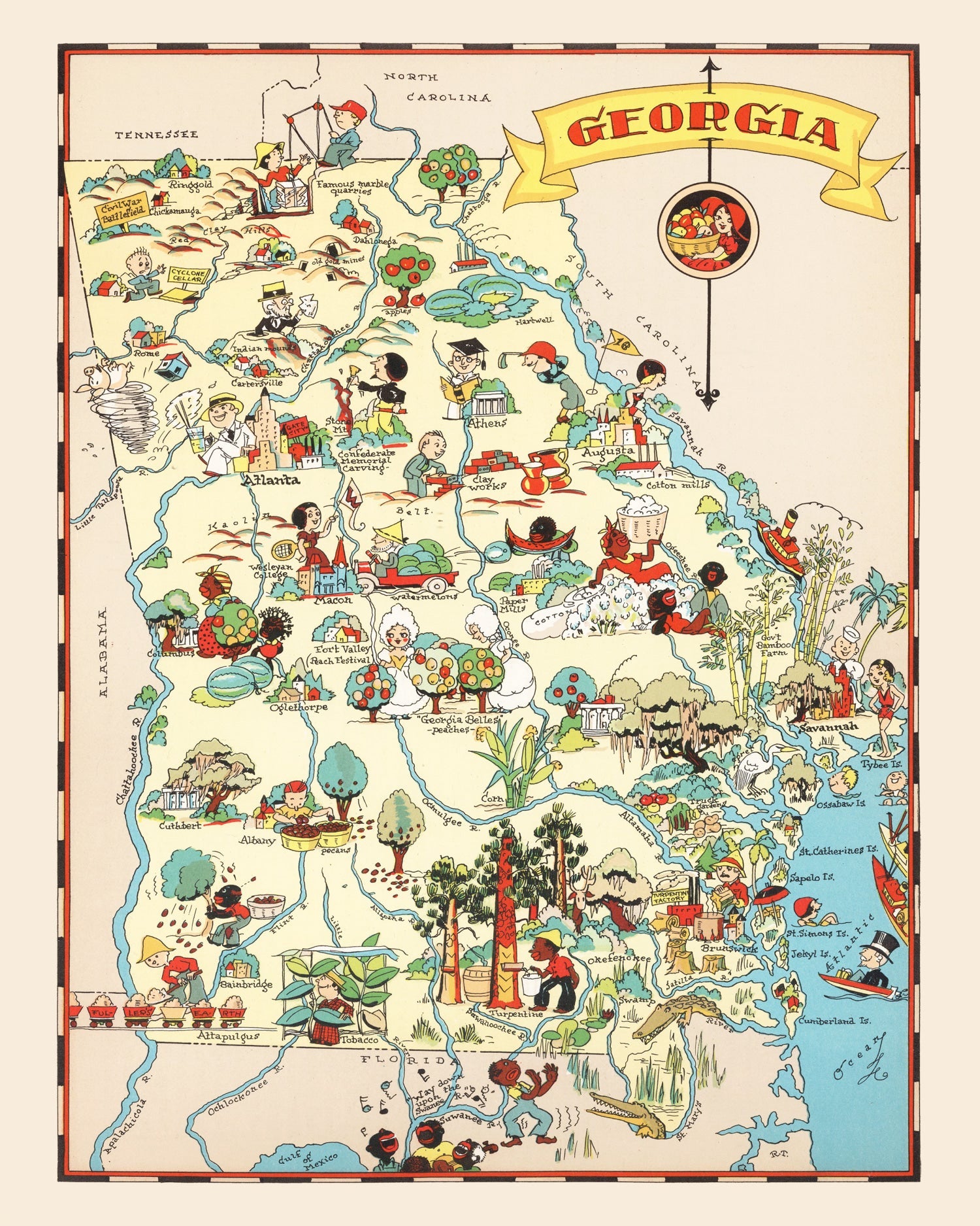 Vintage Map of Georgia 1935