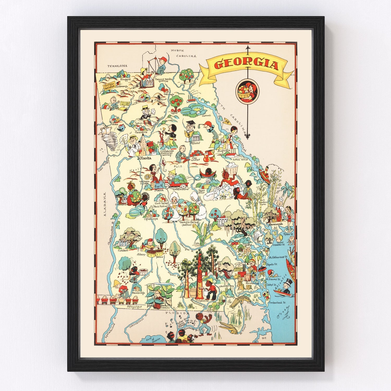 Vintage Map of Georgia 1935