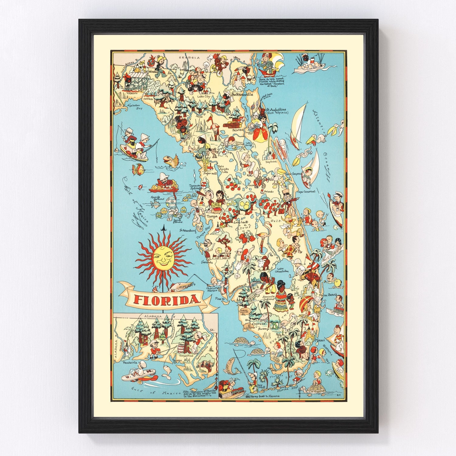 Vintage Map of Florida 1935
