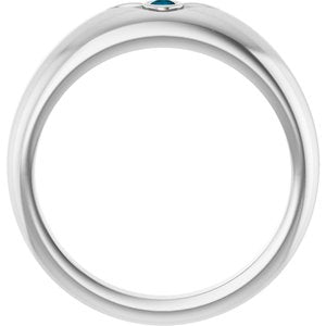 14K White Gold Natural London Blue Topaz Evil Eye Petite Dome Ring