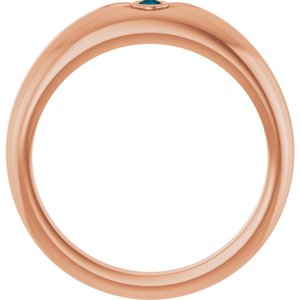 14K Rose Gold Natural London Blue Topaz Evil Eye Petite Dome Ring