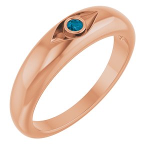 14K Rose Gold Natural London Blue Topaz Evil Eye Petite Dome Ring