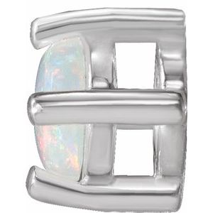 14K White Gold Natural White Opal Cabochon Pendant