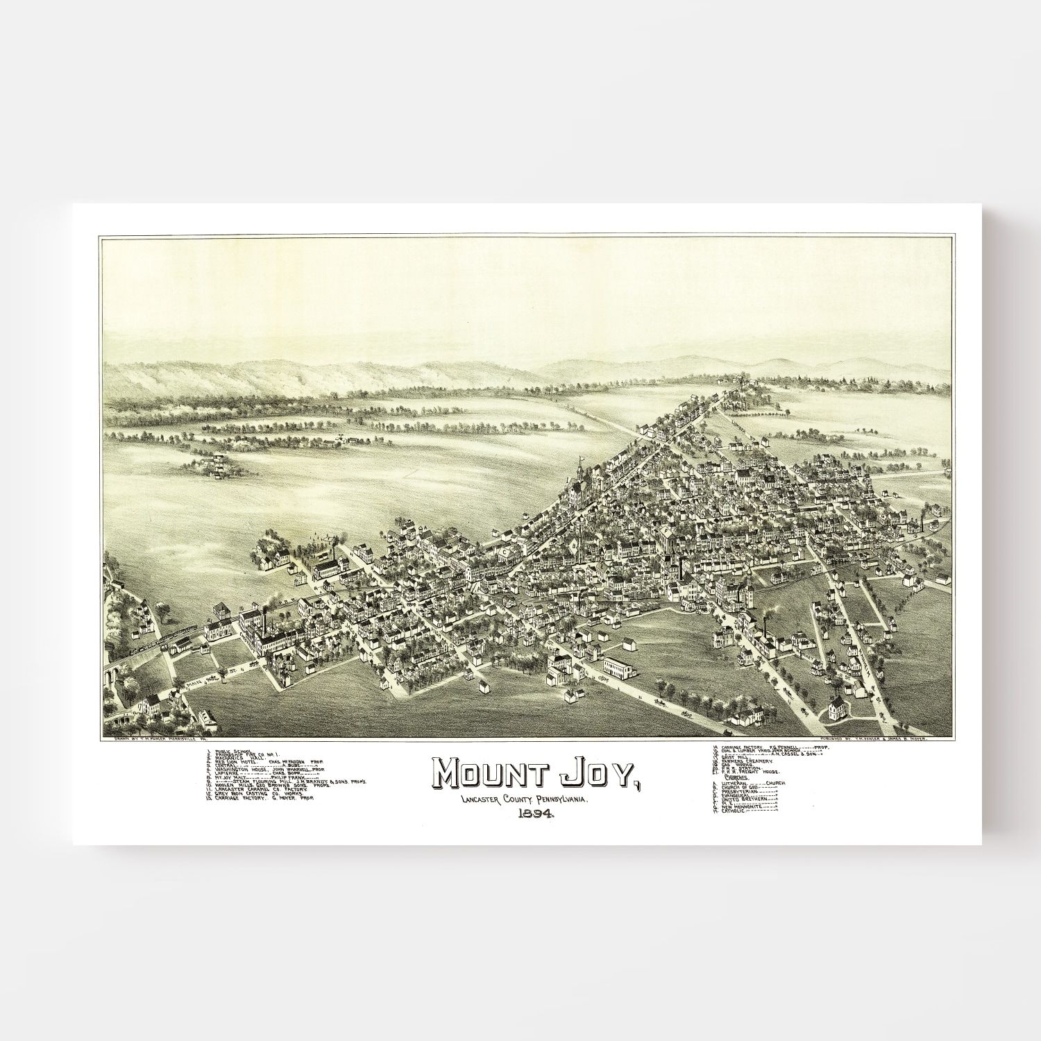 Vintage Map of Mount Joy, Pennsylvania 1894