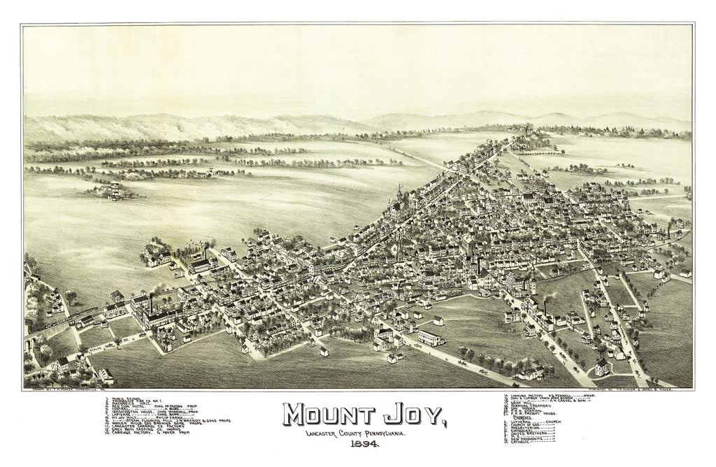 Vintage Map of Mount Joy, Pennsylvania 1894