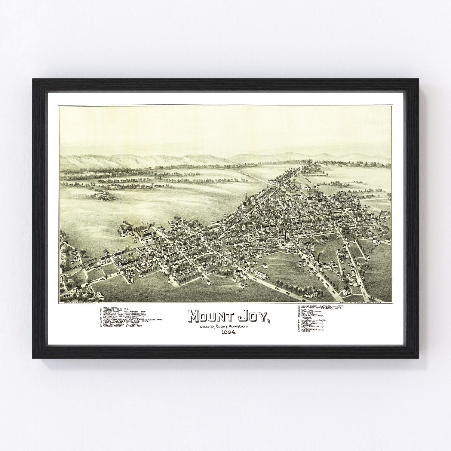 Vintage Map of Mount Joy, Pennsylvania 1894