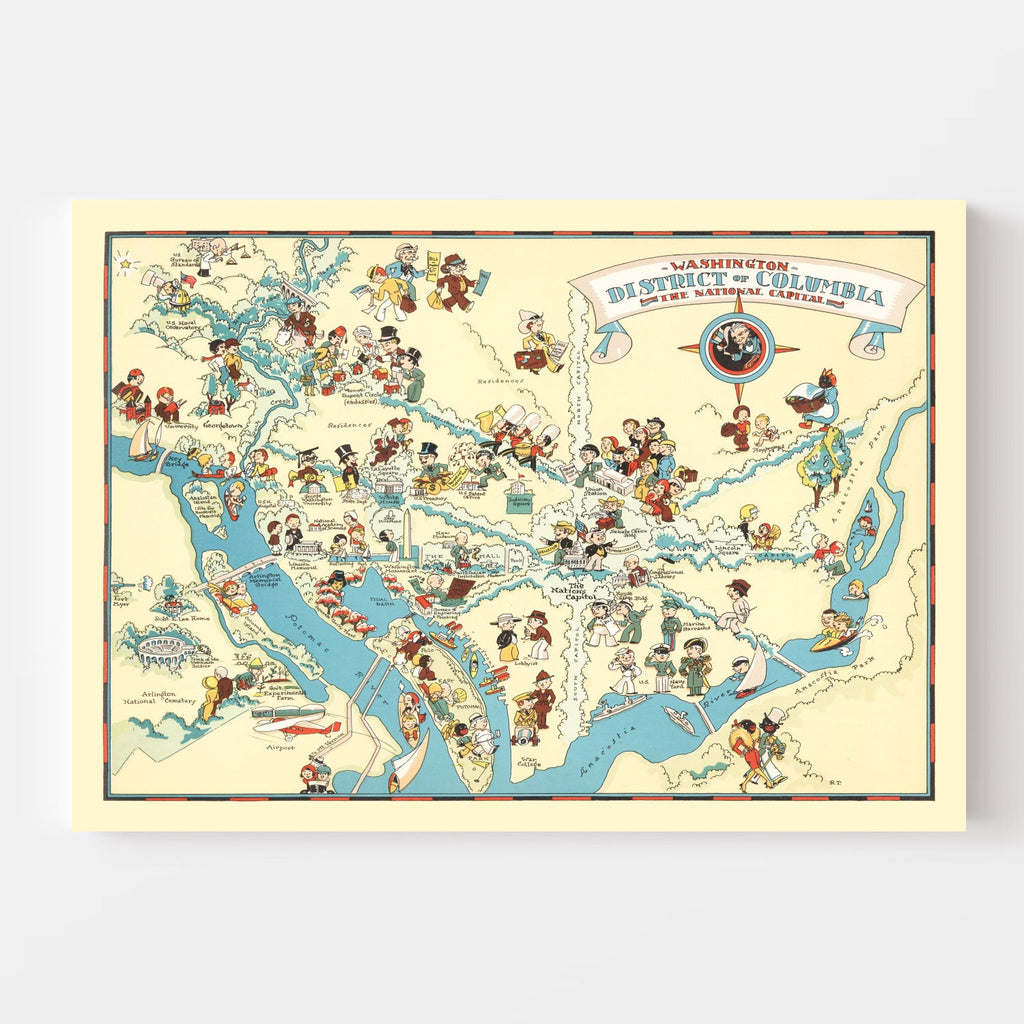 Vintage Map of Washington DC 1935