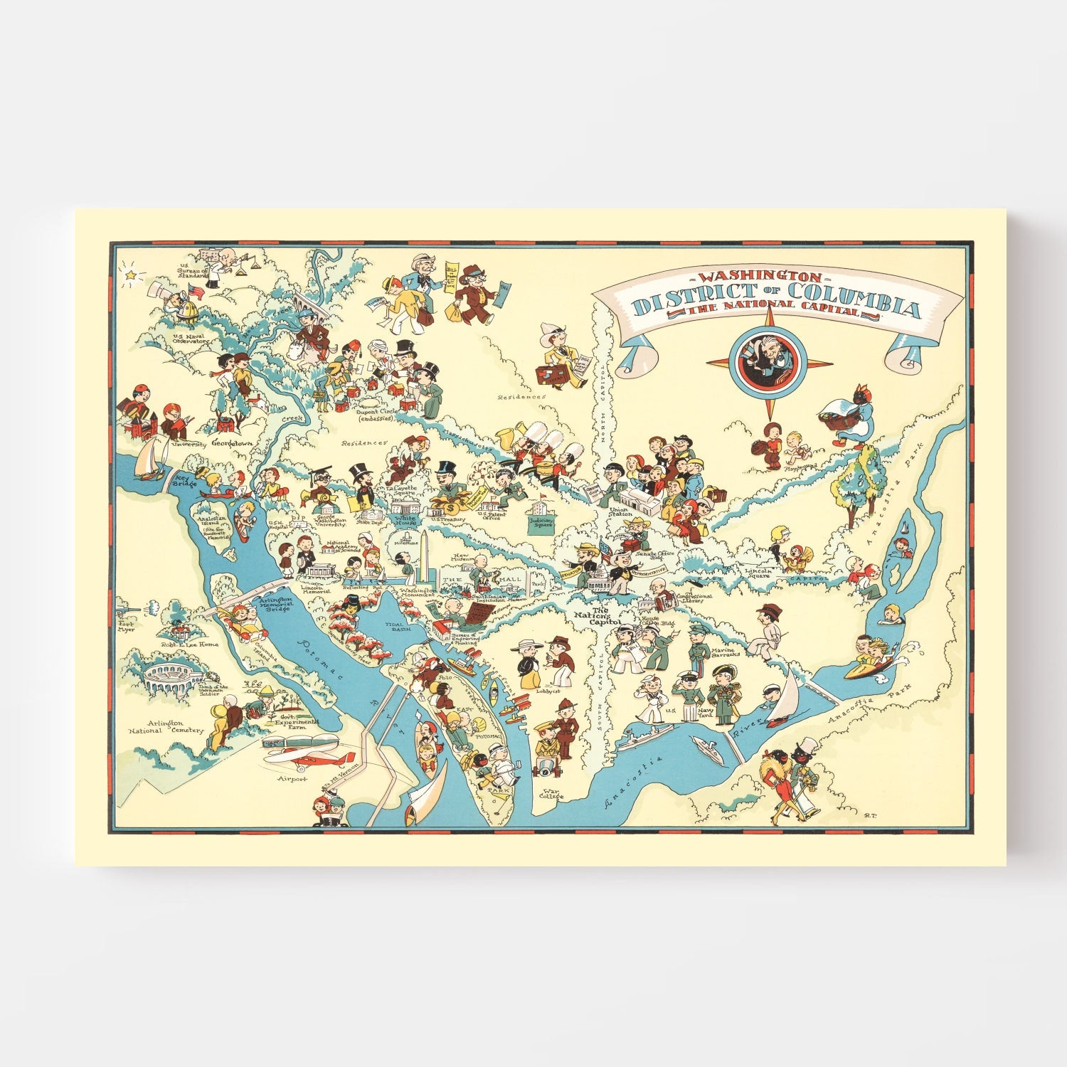 Vintage Map of Washington DC 1935