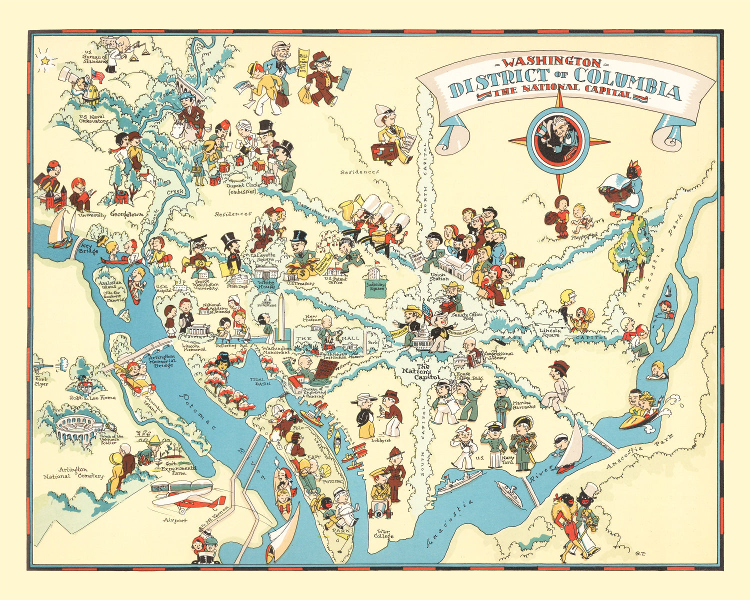 Vintage Map of Washington DC 1935