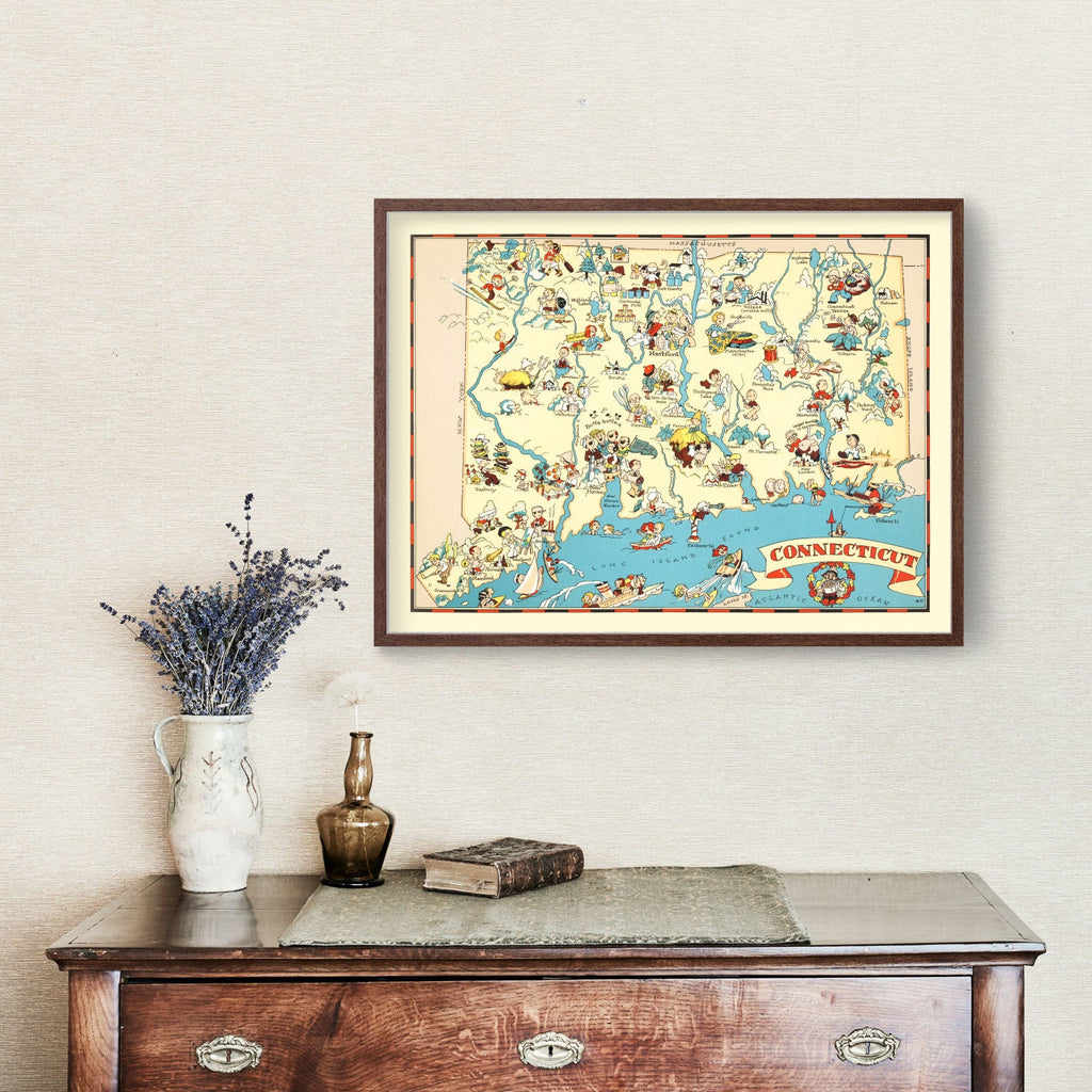 Vintage Map of Connecticut 1935