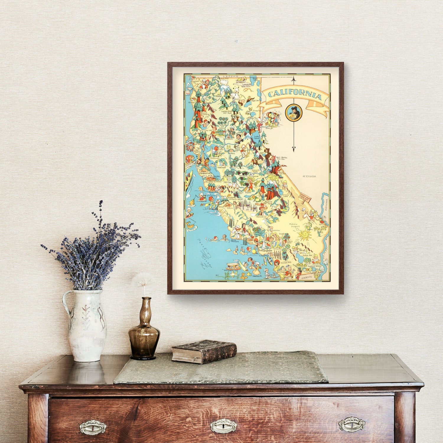 Vintage Map of California 1935