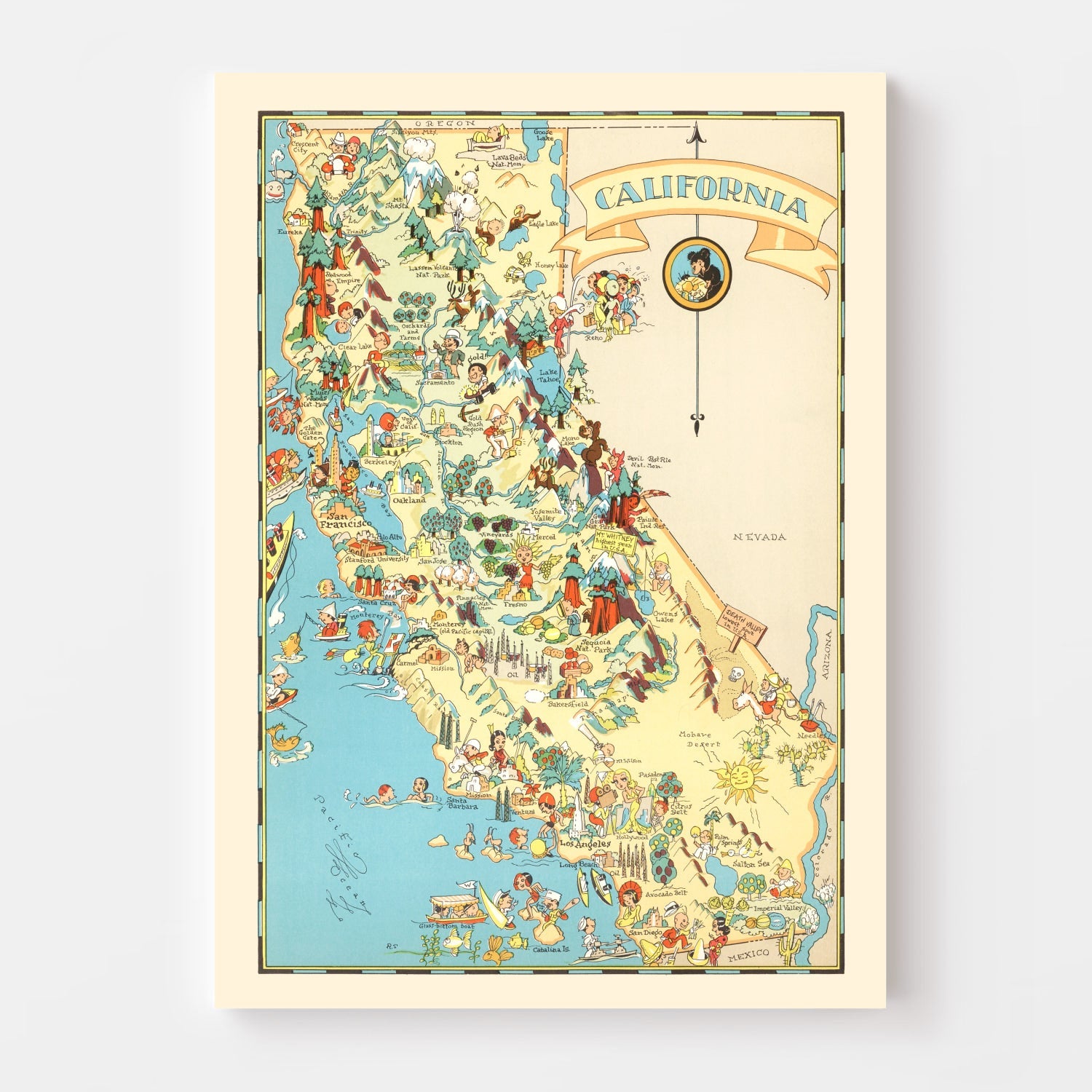 Vintage Map of California 1935