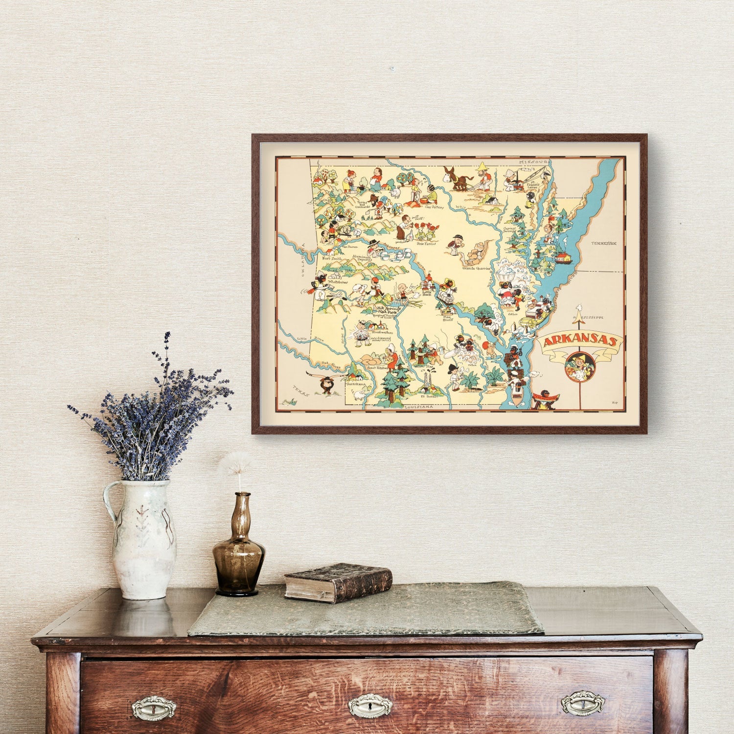 Vintage Map of Arkansas 1935