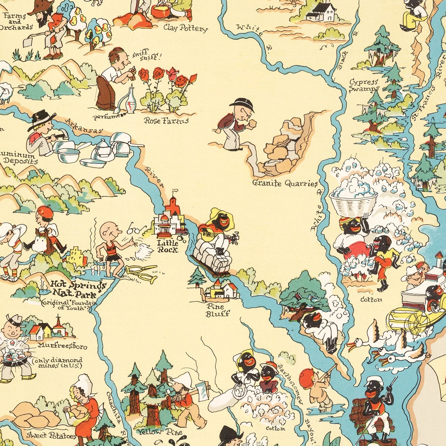 Vintage Map of Arkansas 1935