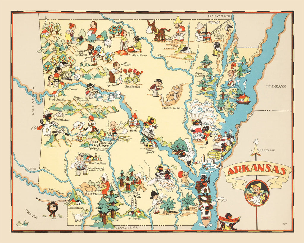 Vintage Map of Arkansas 1935