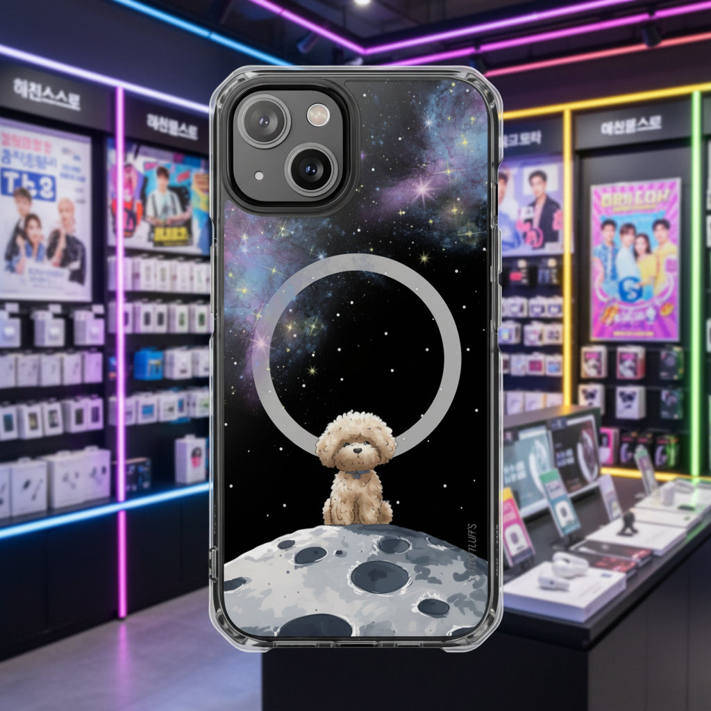 Starry Fluff's - Pookie the Poodle in Space Magnetic Clear Case for iPhone Series