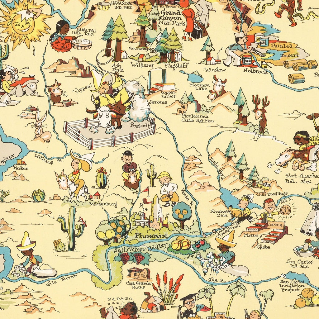 Vintage Map of Arizona 1935