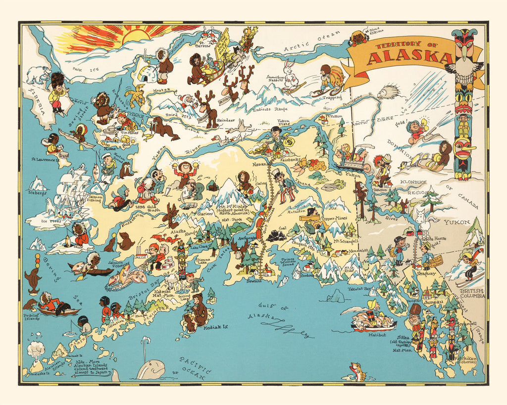 Vintage Map of Alaska 1935
