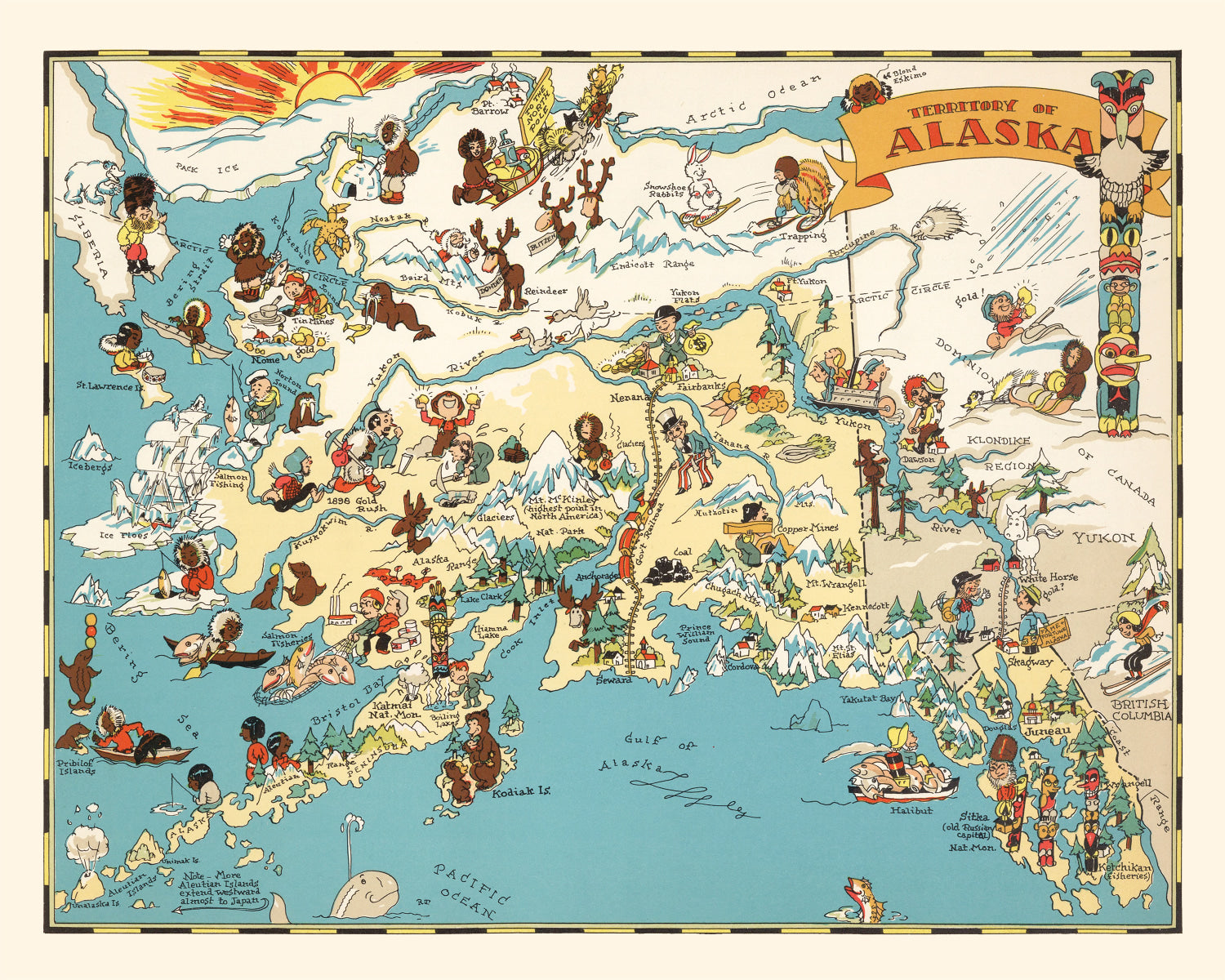 Vintage Map of Alaska 1935