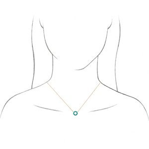 14K Rose Gold Natural Turquoise Circle Cabochon 18" Necklace