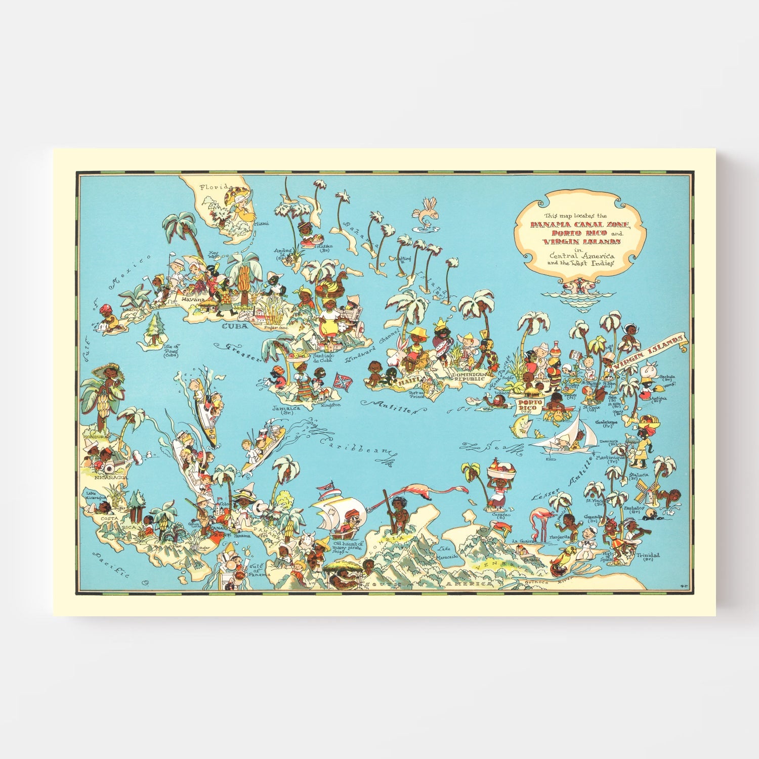 Vintage Map of Panama Canal, 1935