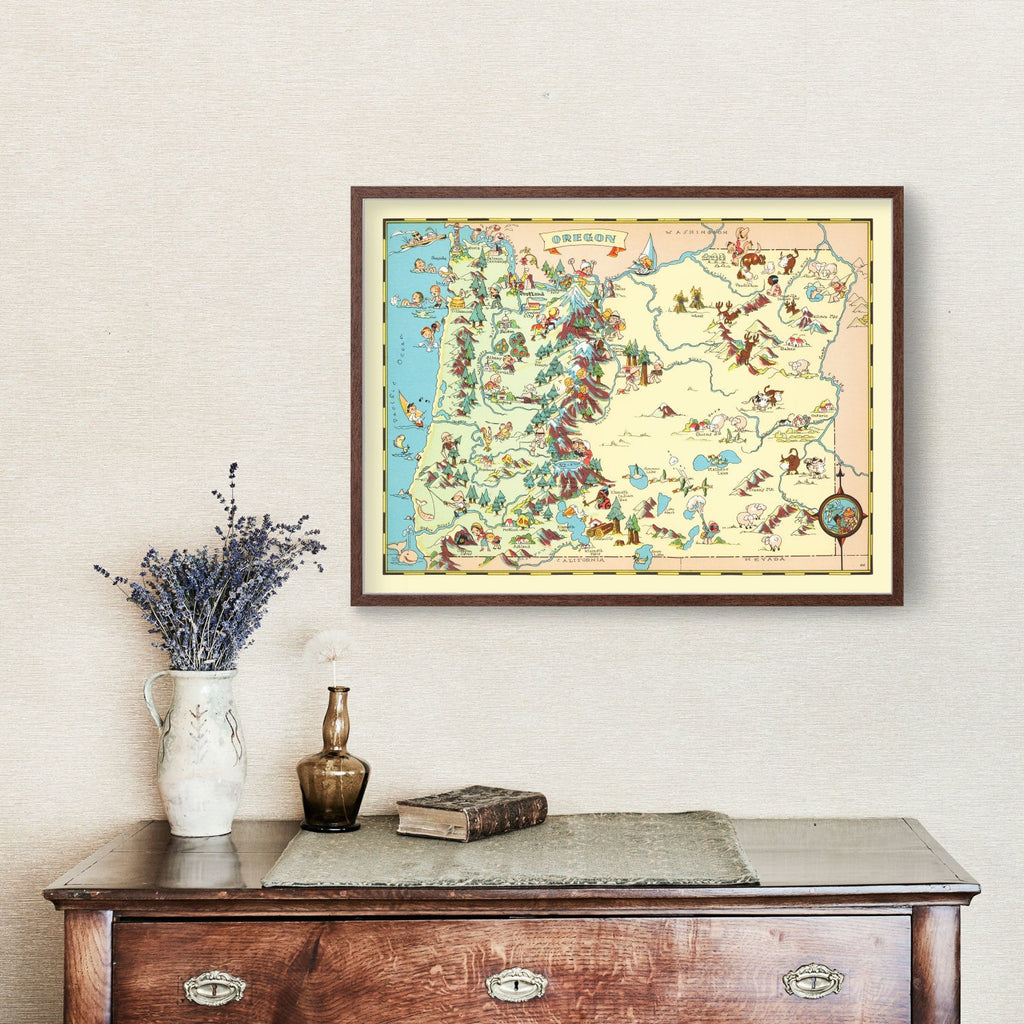 Vintage Map of Oregon 1935