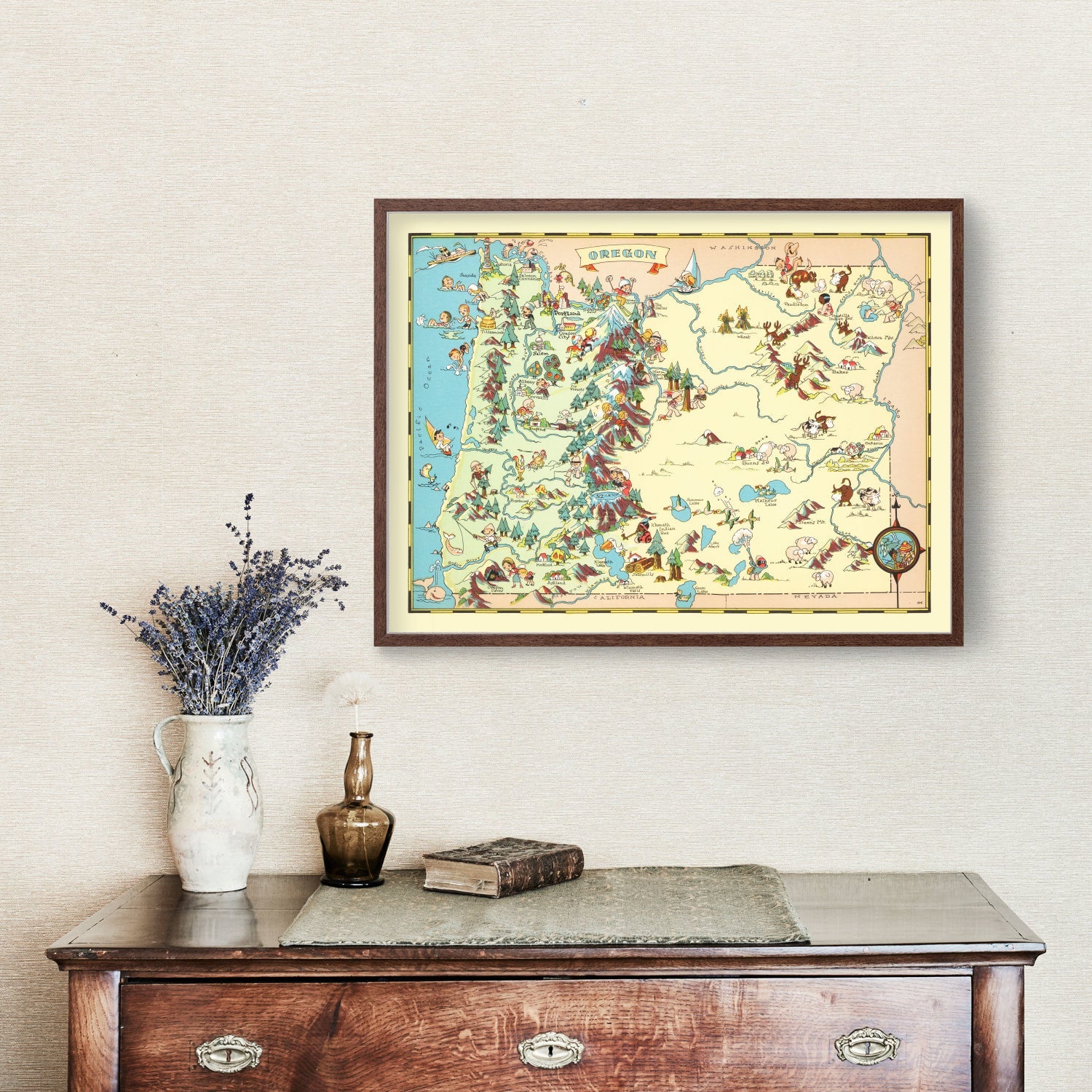 Vintage Map of Oregon 1935