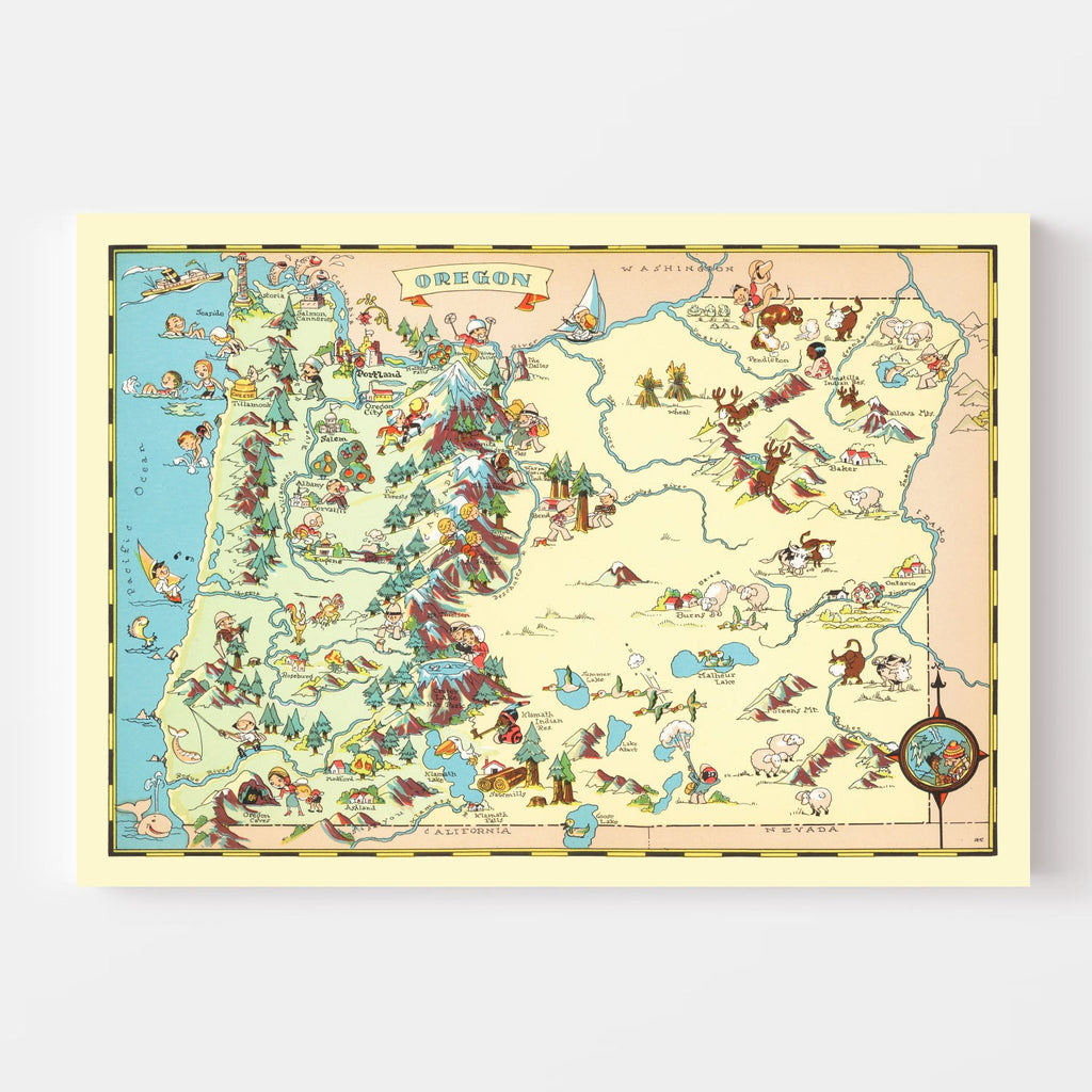Vintage Map of Oregon 1935