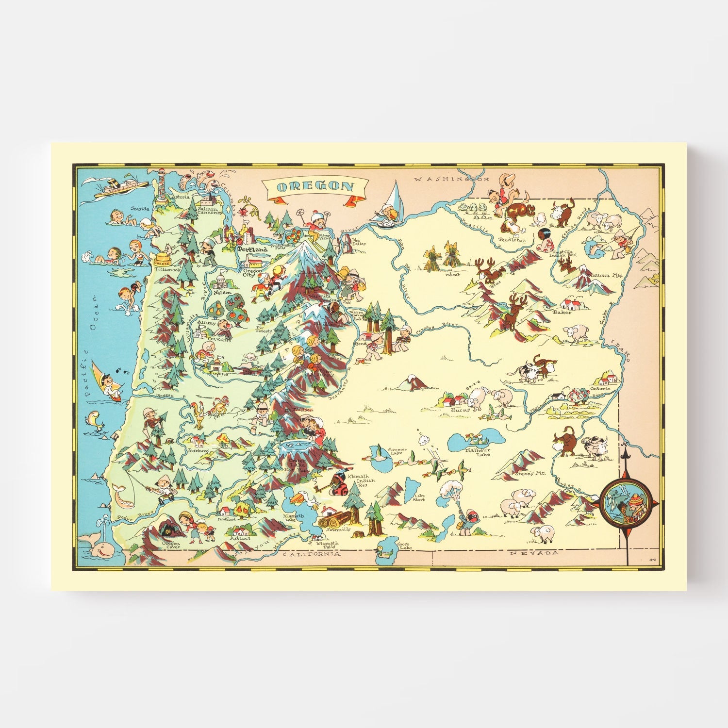 Vintage Map of Oregon 1935