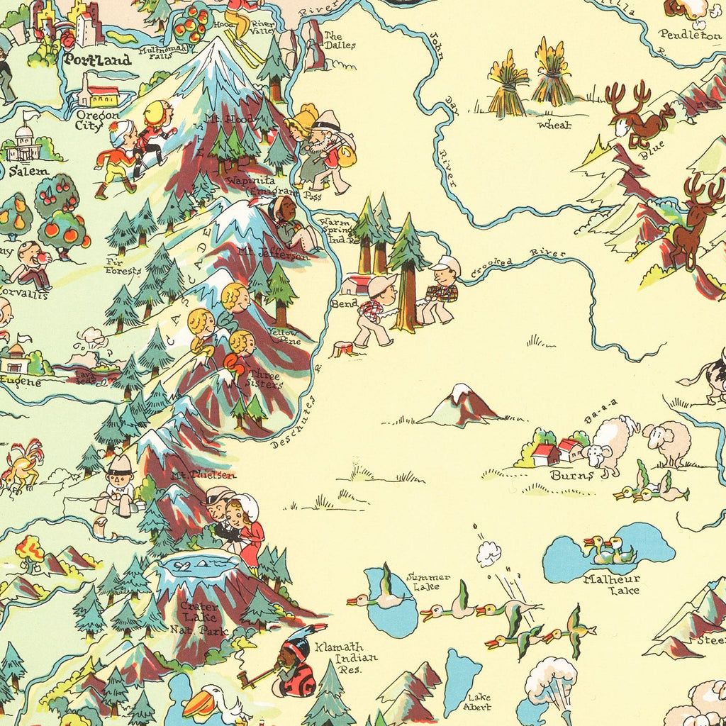 Vintage Map of Oregon 1935