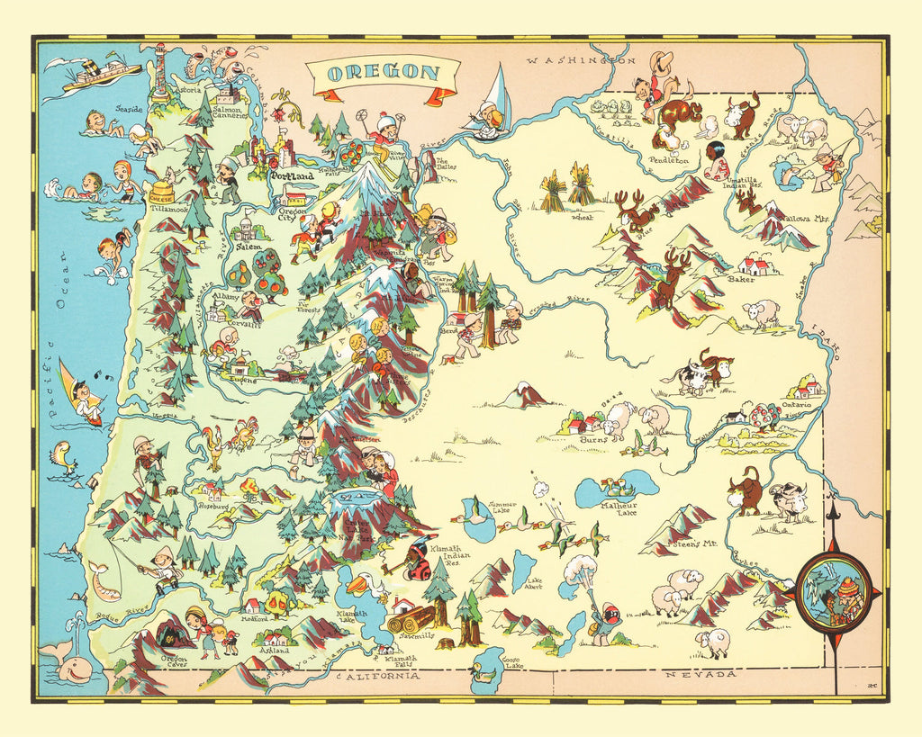 Vintage Map of Oregon 1935