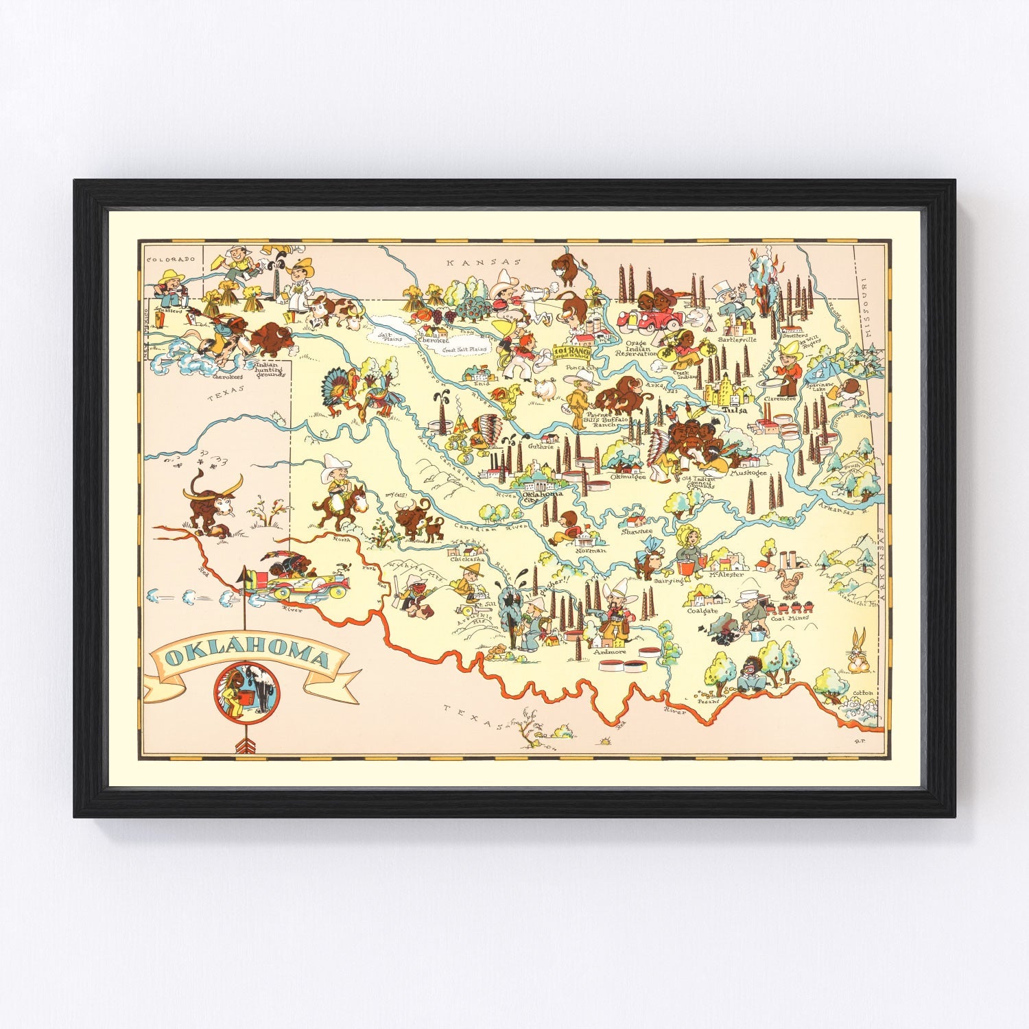 Vintage Map of Oklahoma 1935
