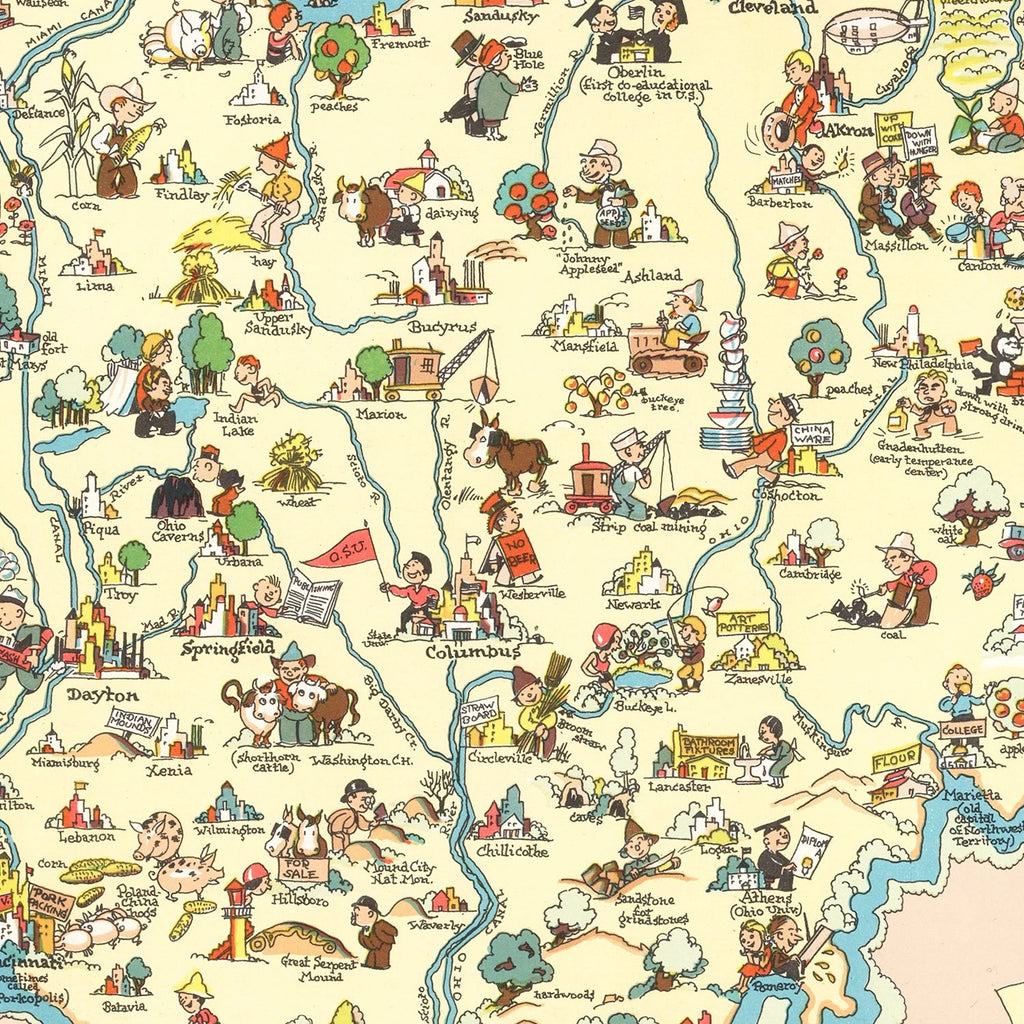 Vintage Map of Ohio 1935
