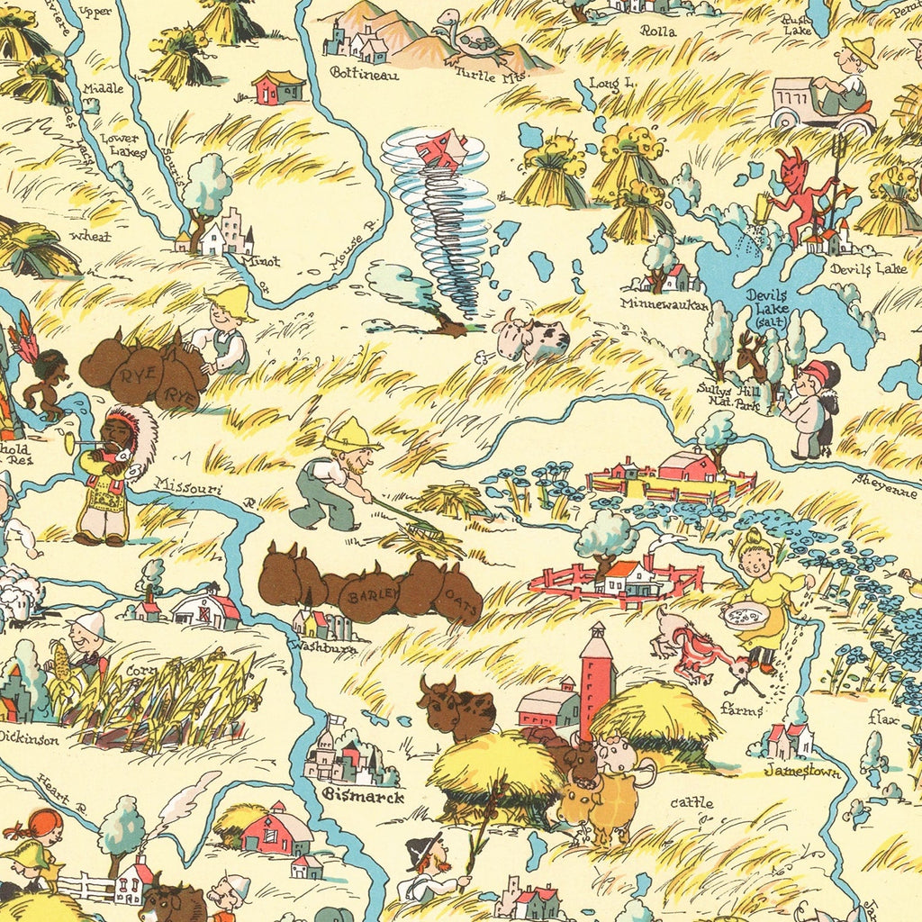 Vintage Map of North Dakota 1935