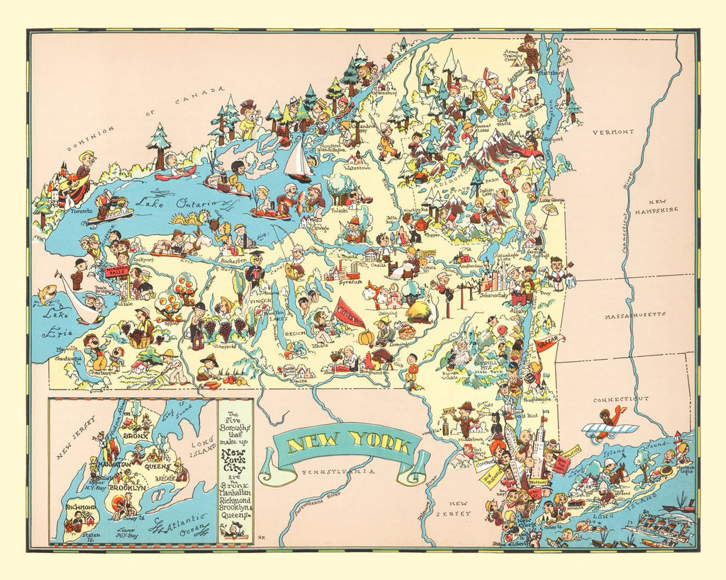 Vintage Map of New York 1935