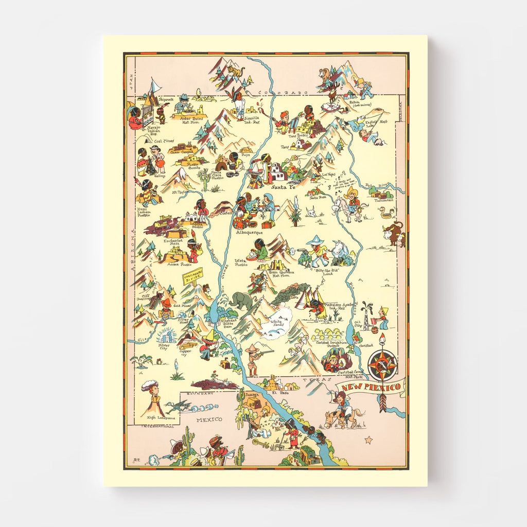 Vintage Map of New Mexico 1935