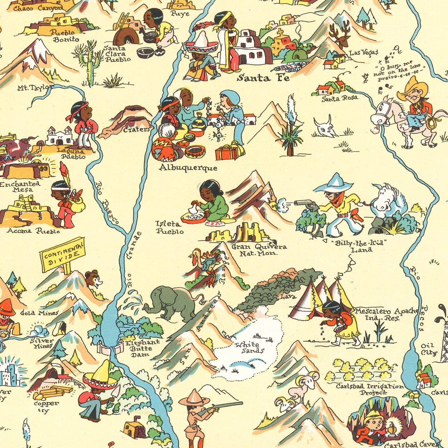 Vintage Map of New Mexico 1935