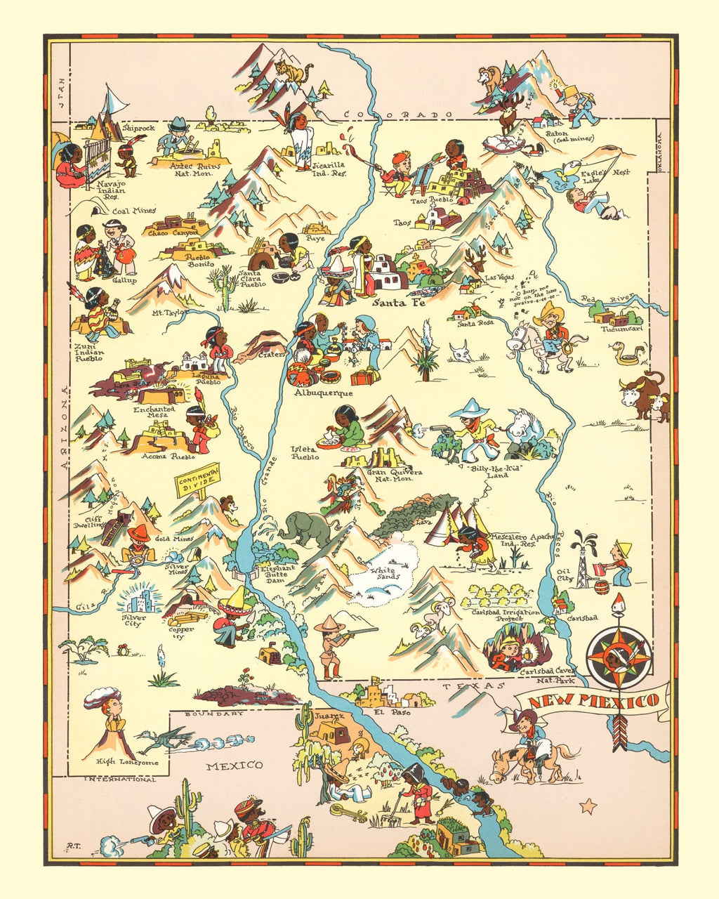 Vintage Map of New Mexico 1935