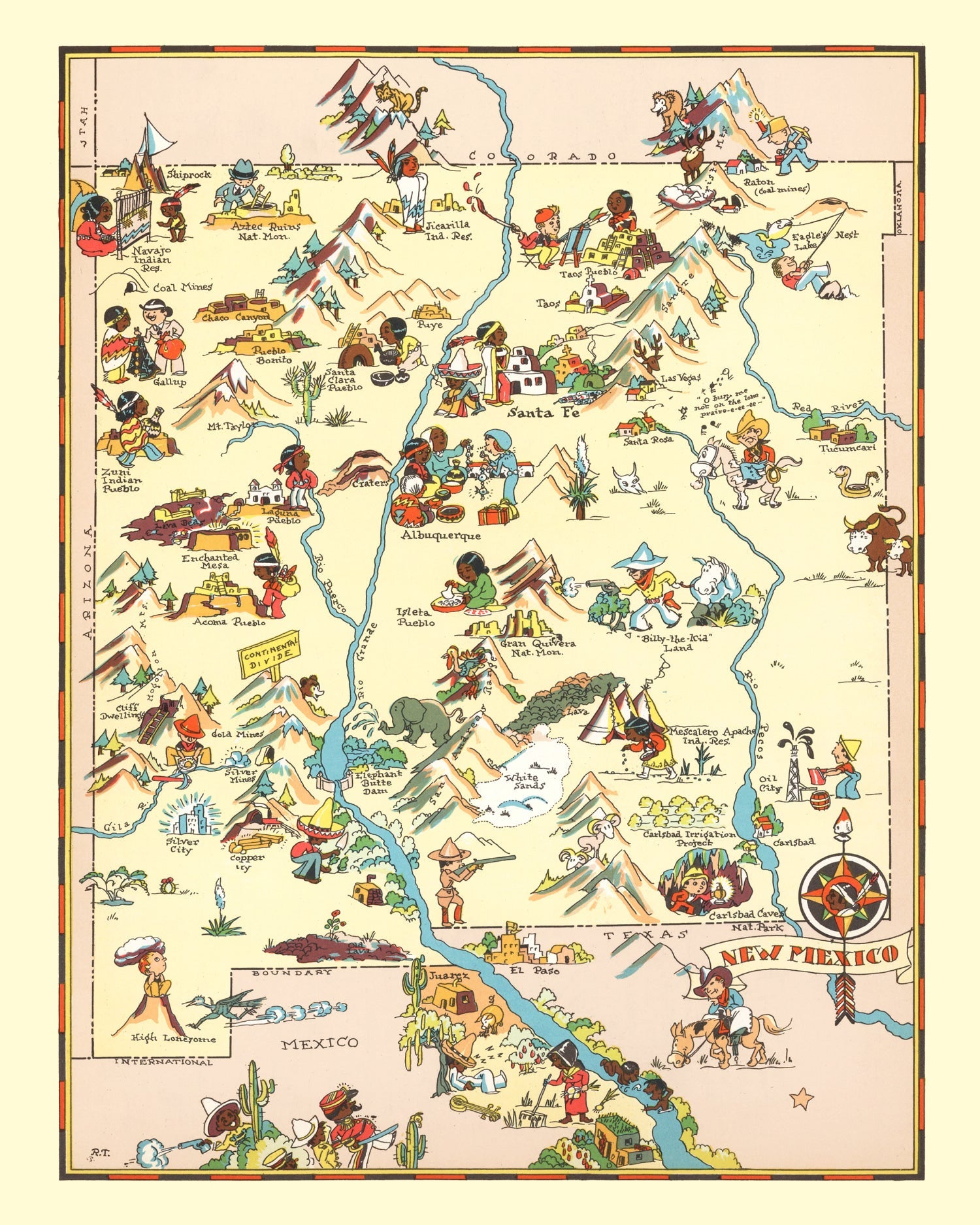 Vintage Map of New Mexico 1935