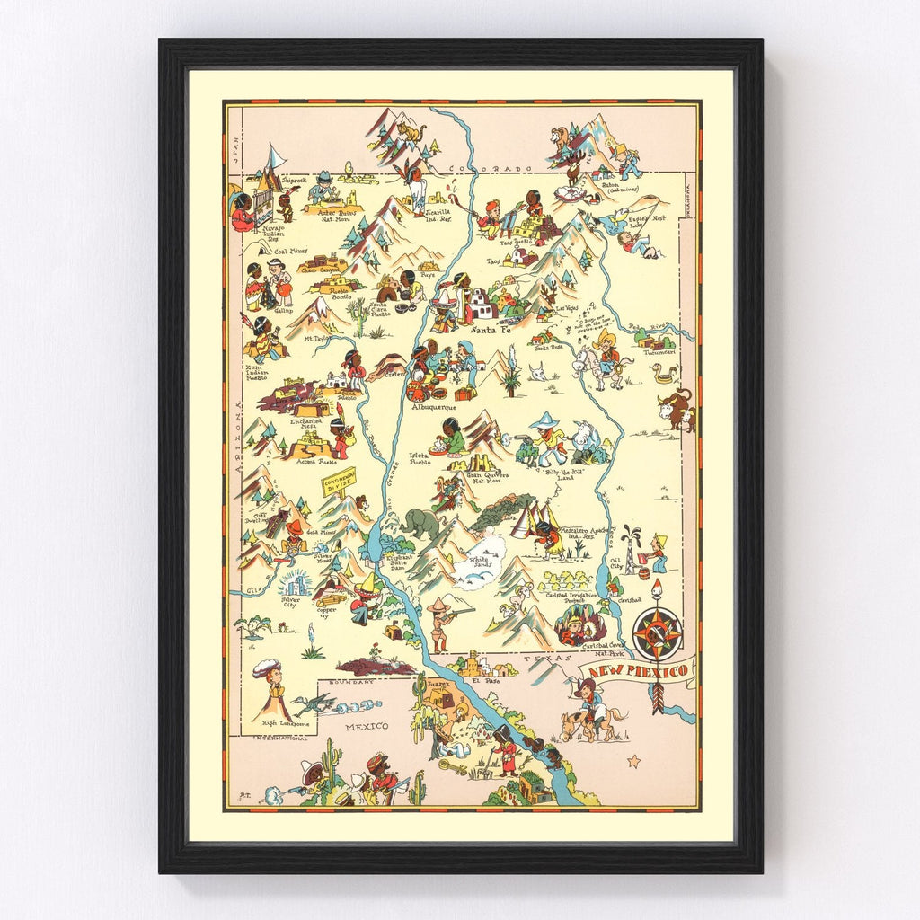 Vintage Map of New Mexico 1935
