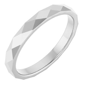Continuum Sterling Silver 2.5 mm Geometric Faceted Flat Band Size 4.5
