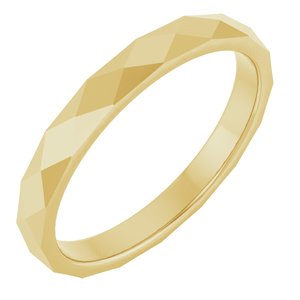 18K Yellow 2.5 mm Geometric Faceted Flat Band Size 12