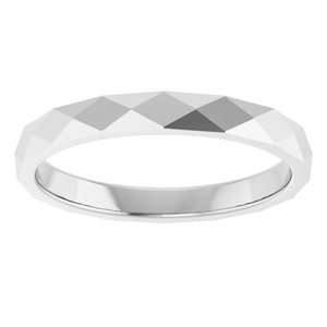 Continuum Sterling Silver 2.5 mm Geometric Faceted Flat Band Size 6.5