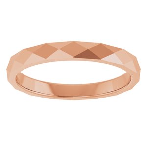 18K Rose 2.5 mm Geometric Faceted Flat Band Size 8.5